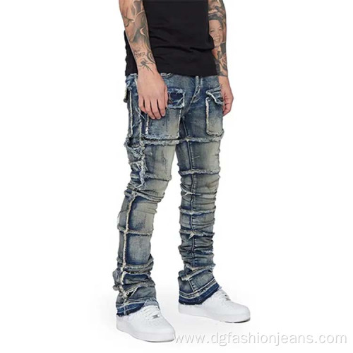 Multi-pocket Washed Men Pantalones Jeans